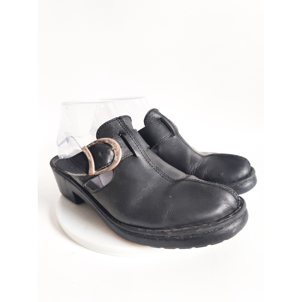 Josef Seibel Clogs Mules 38 (7-7.5) ‎ Leather Slip On Buckle Comfort Shoe